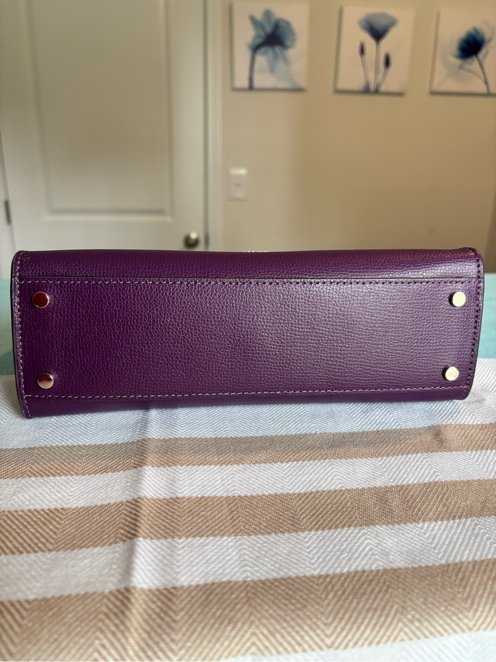 Kate Spade Darcy Top Handle Satchel Ripe Plum Leather Crossbody - Picture 8 of 10